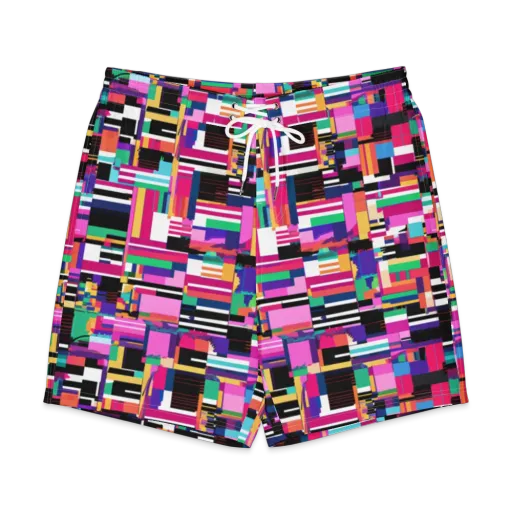 Neon Cityscape on a Men's Board Shorts