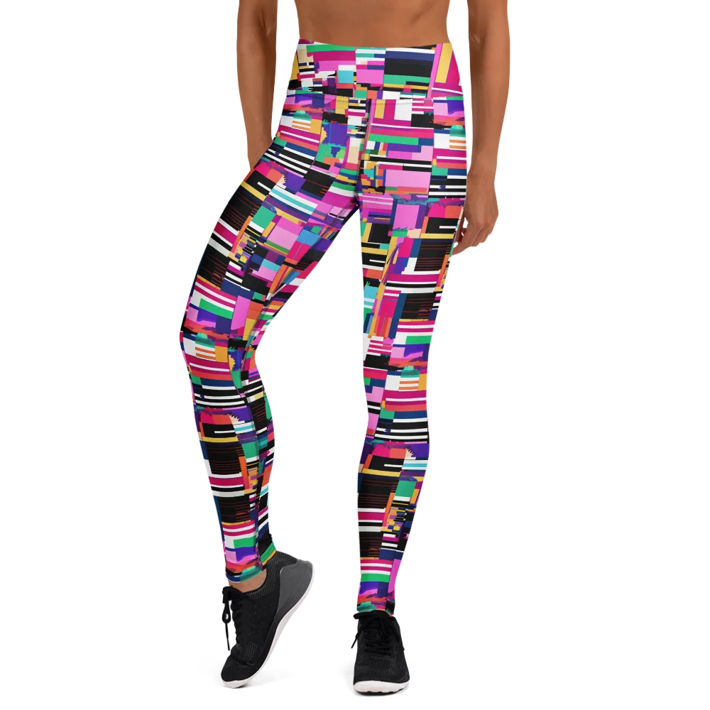 Neon Cityscape on Yoga Leggings — Front