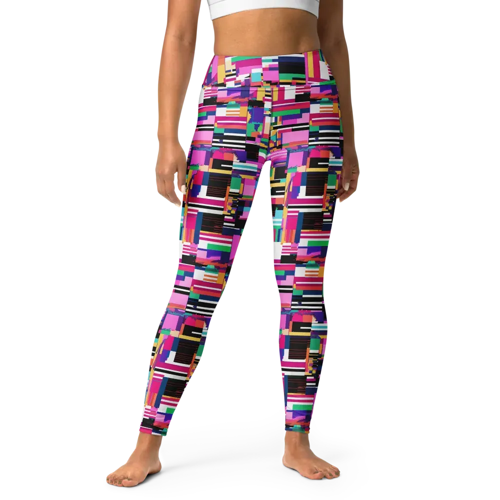 Neon Cityscape on Yoga Leggings — Front