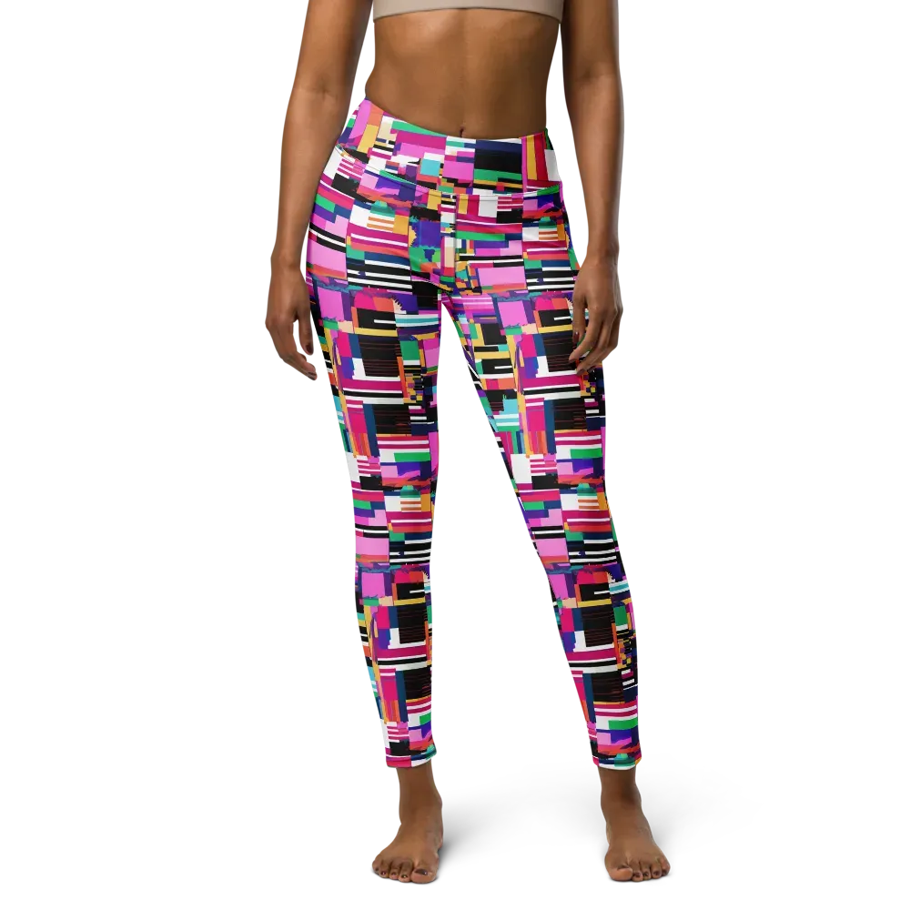 Neon Cityscape on Yoga Leggings — Front
