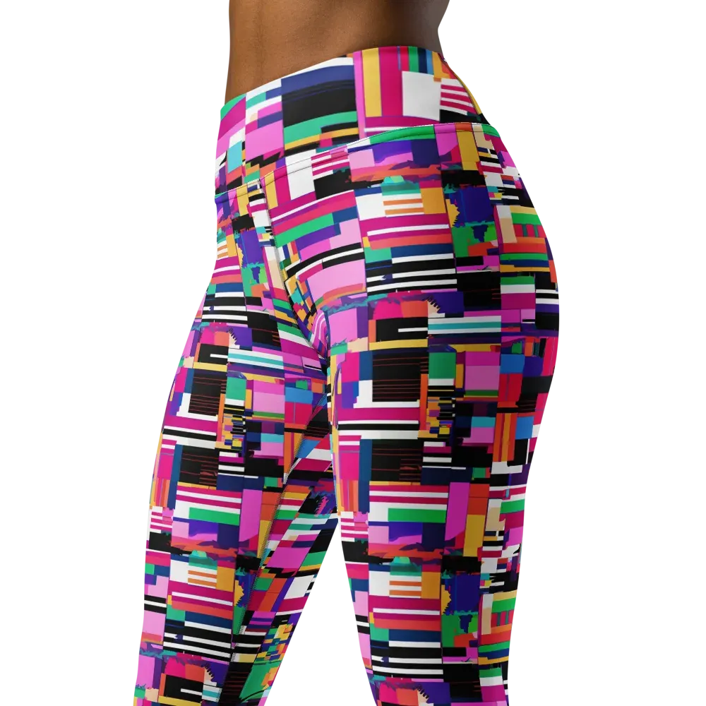 Neon Cityscape on Yoga Leggings — Left Front