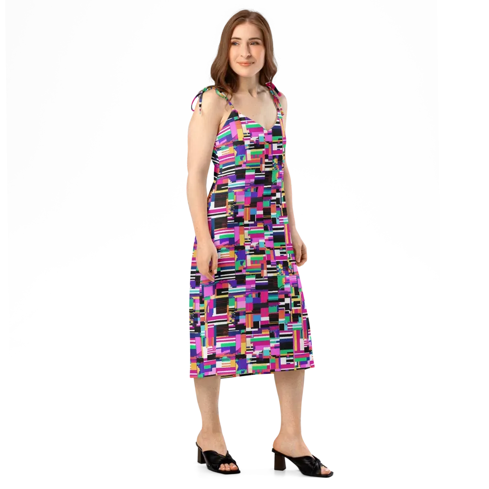 Neon Cityscape on Slip Dress — Right Front