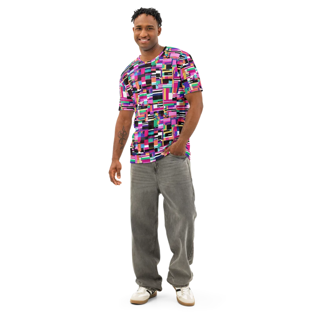 Neon Cityscape on Men's Cotton Crew Neck T-Shirt — Front