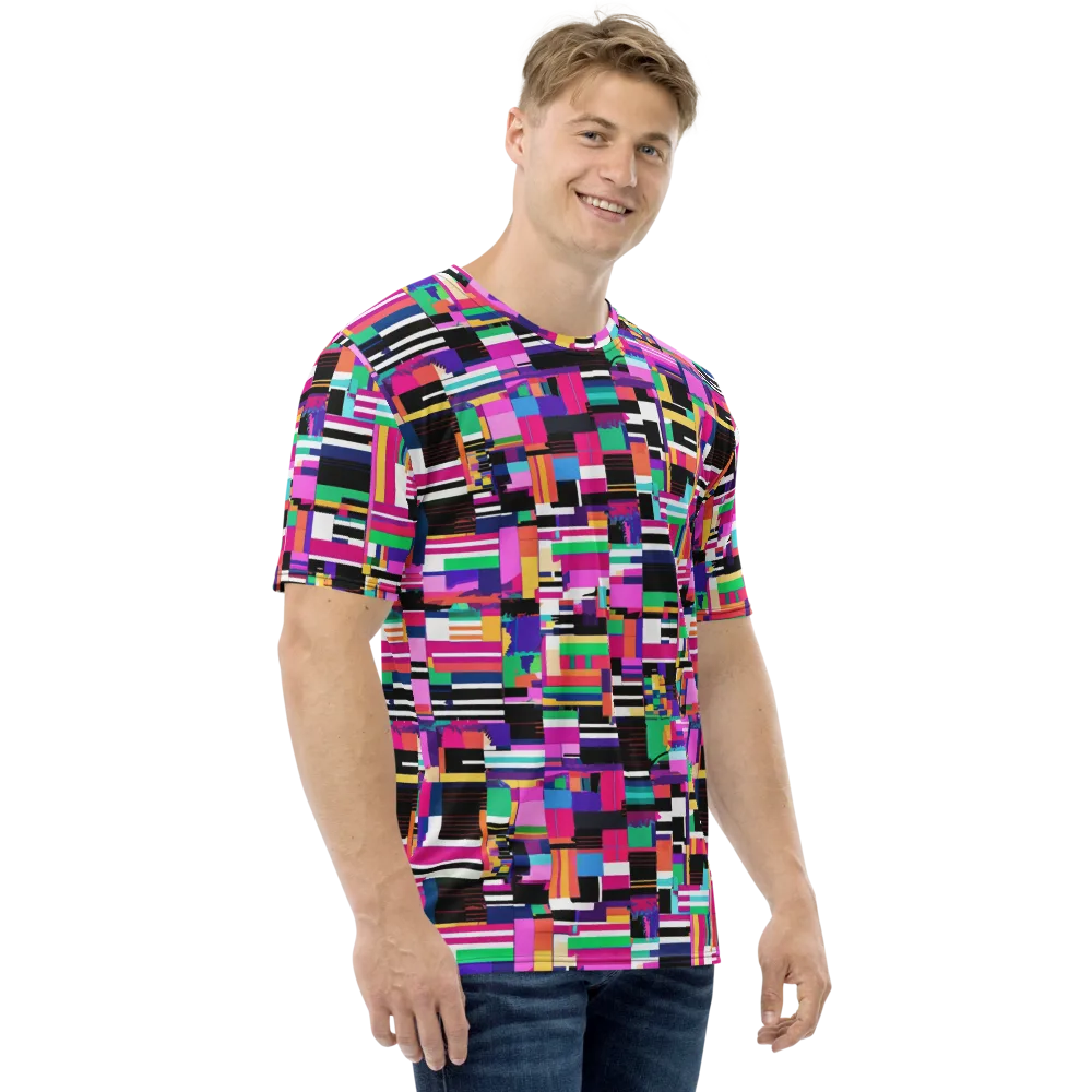 Neon Cityscape on Men's Crew Neck T-Shirt — Right