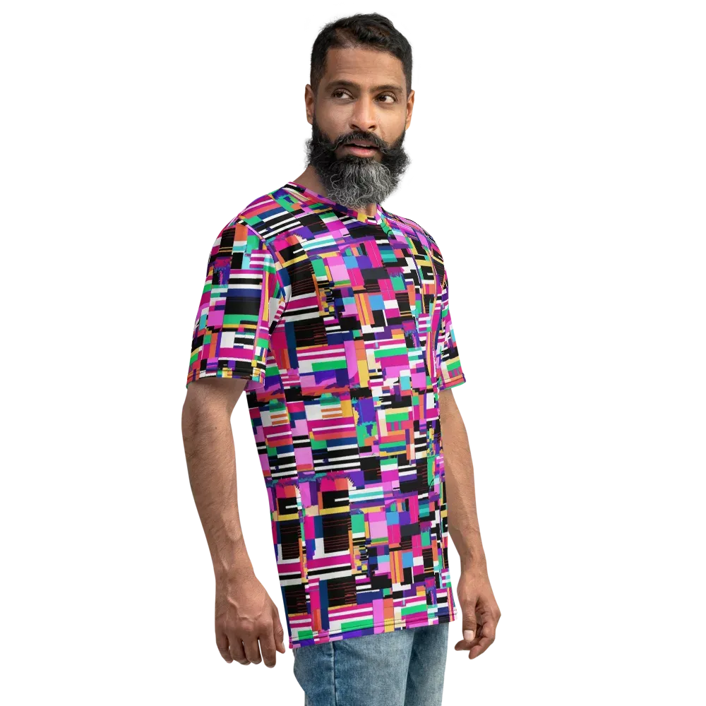 Neon Cityscape on Men's Crew Neck T-Shirt — Right
