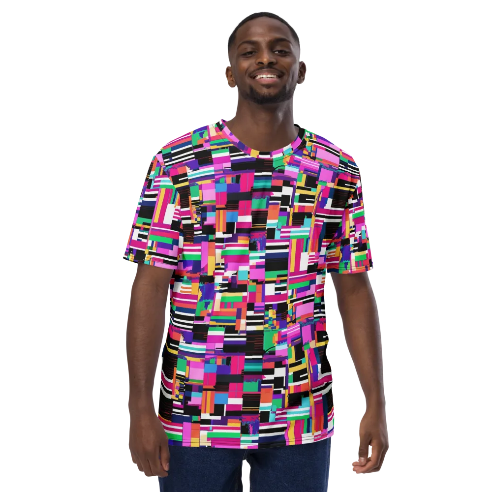 Neon Cityscape on Men's Crew Neck T-Shirt — Front