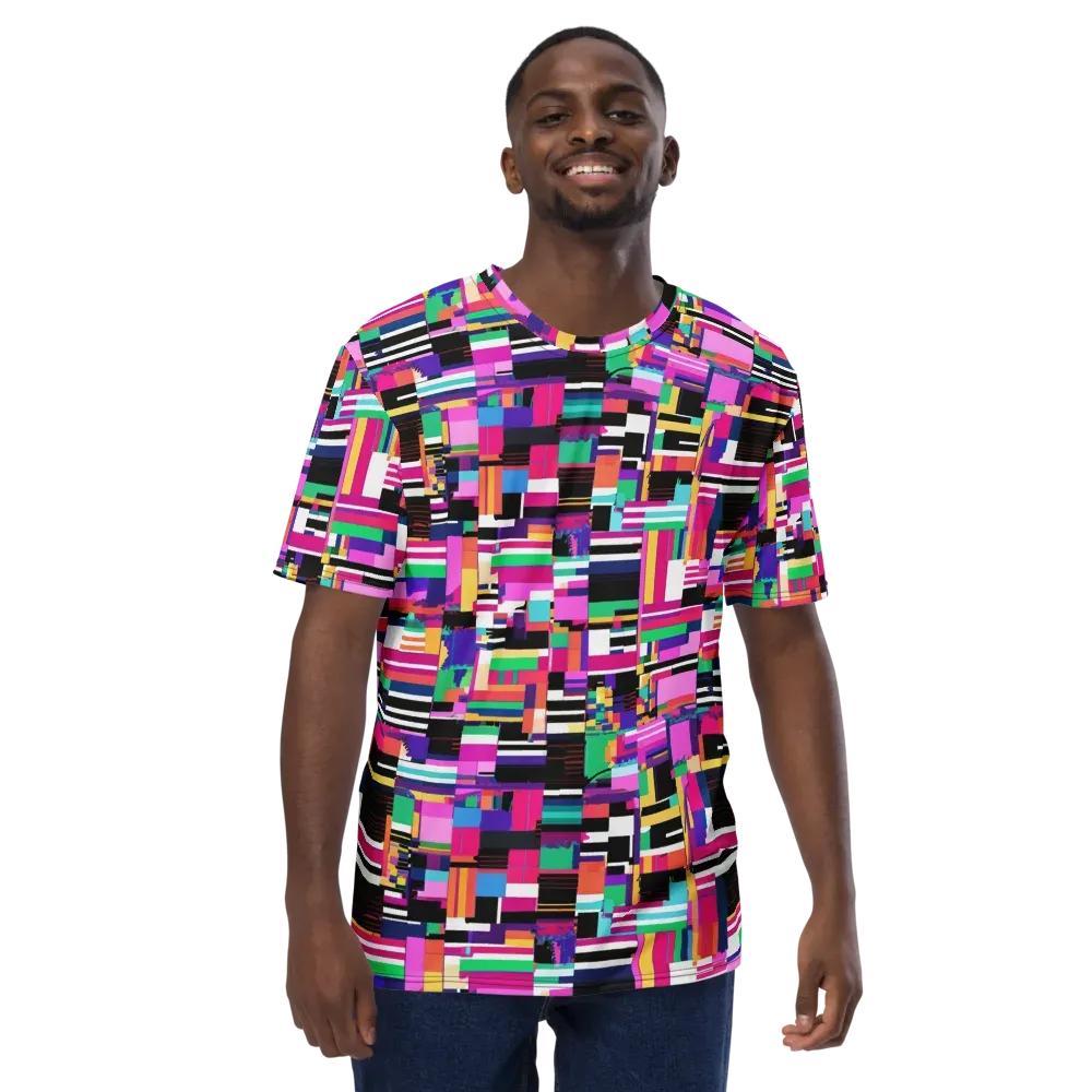 Neon Cityscape on Men's Crew Neck T-Shirt — Front