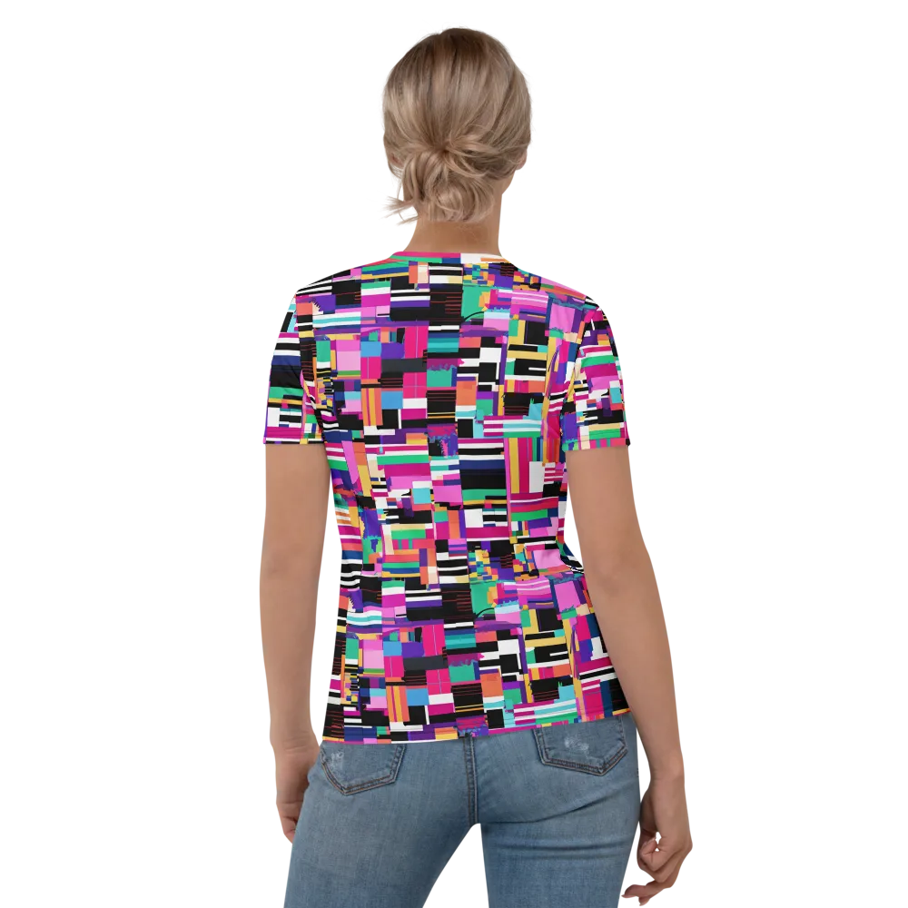 Neon Cityscape on Women's Crew Neck T-Shirt — Back