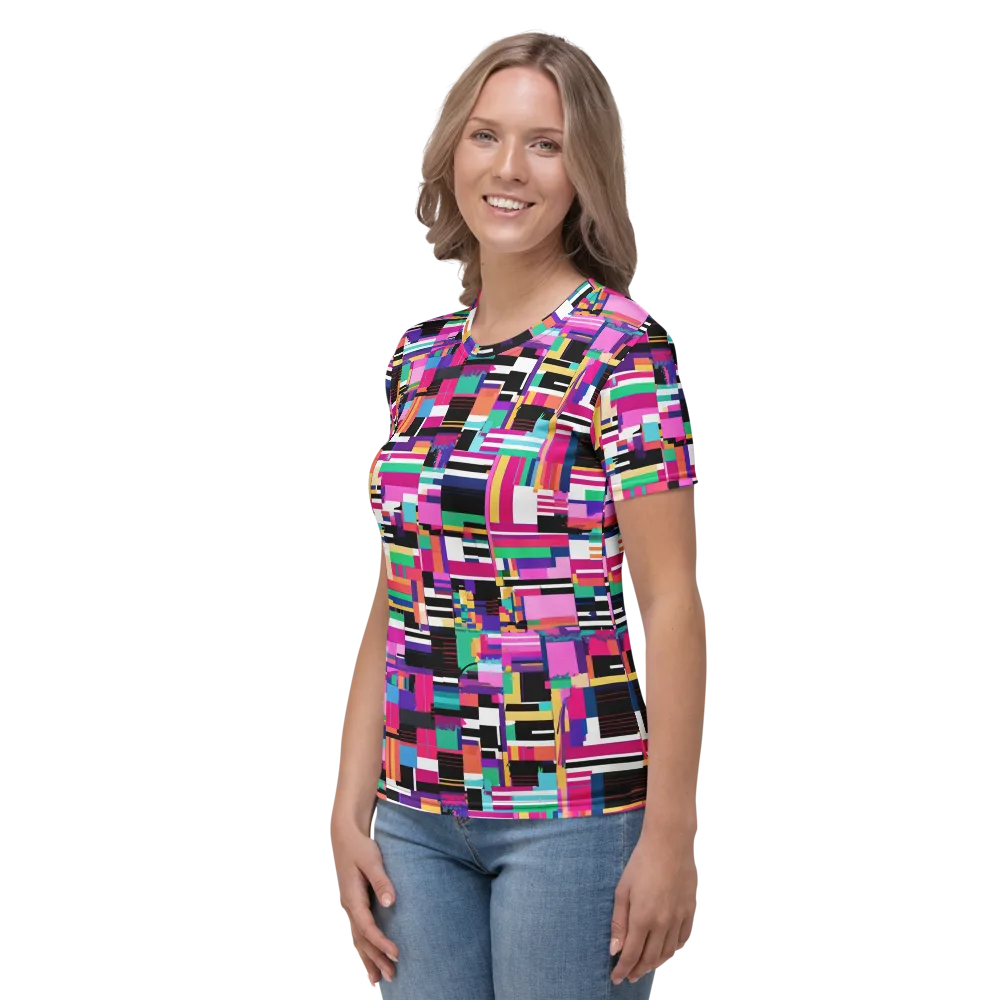 Neon Cityscape on Women's Crew Neck T-Shirt — Left