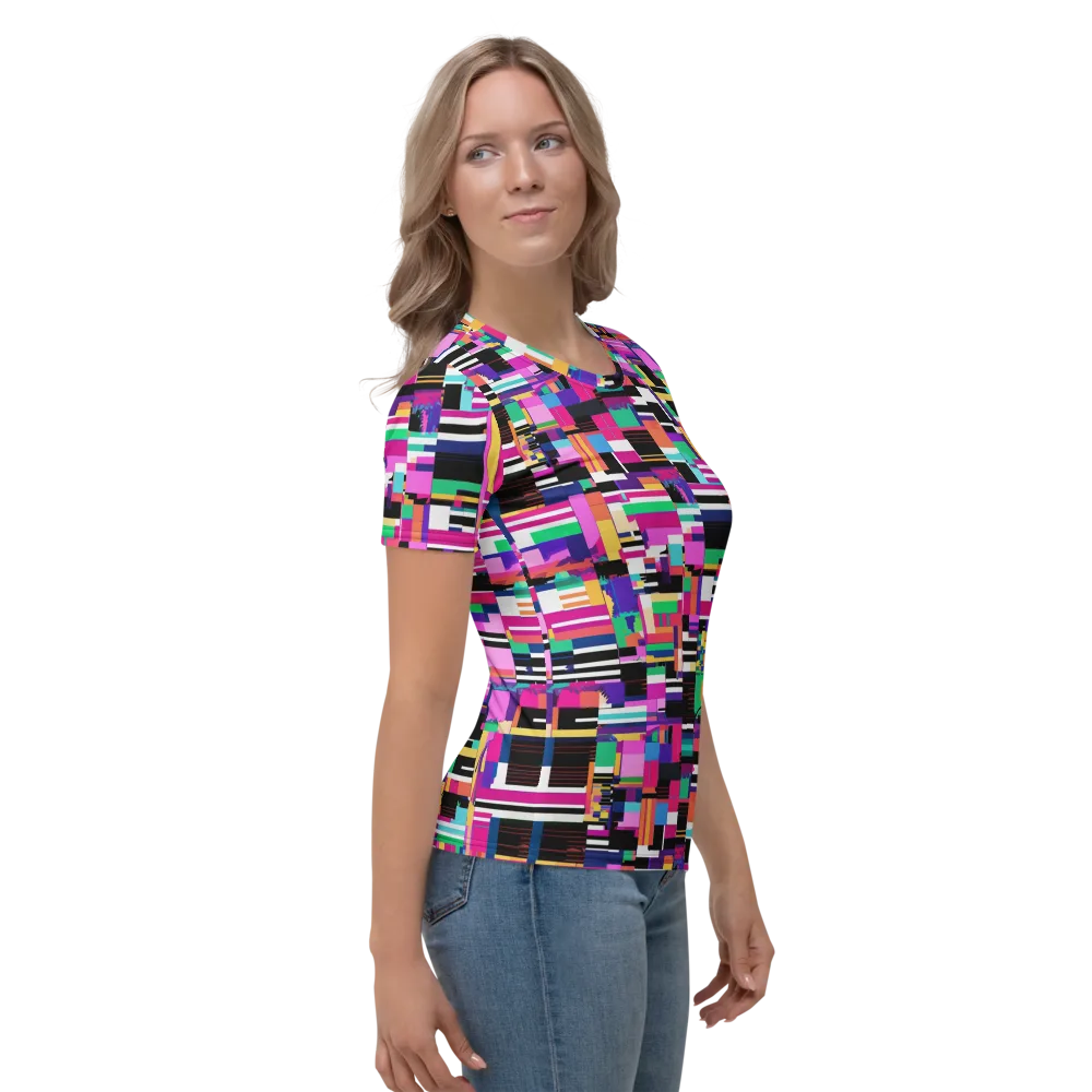 Neon Cityscape on Women's Crew Neck T-Shirt — Right