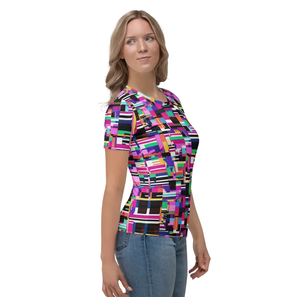 Neon Cityscape on Women's Crew Neck T-Shirt — Right