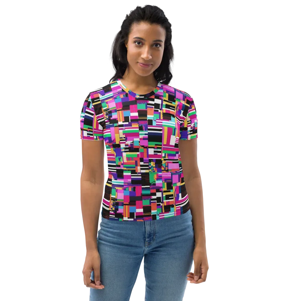 Neon Cityscape on Women's Crew Neck T-Shirt — Front