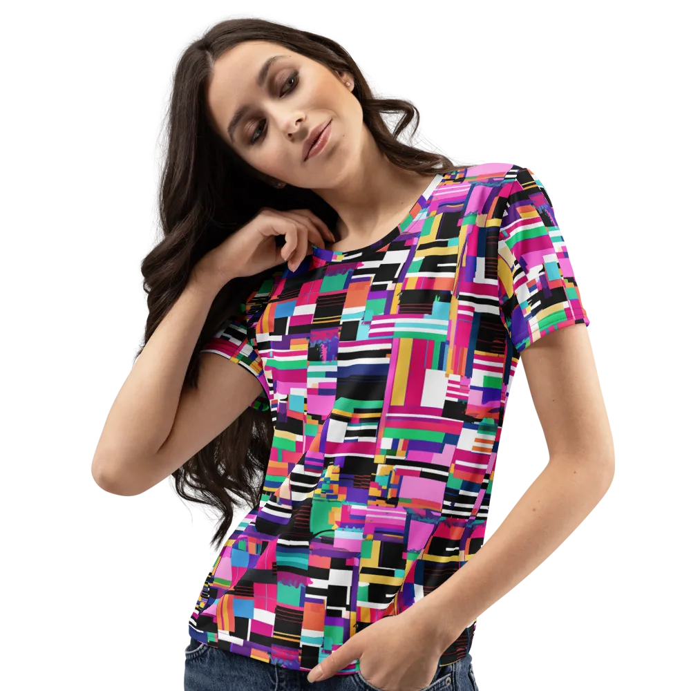 Neon Cityscape on Women's Crew Neck T-Shirt — Left Front