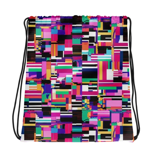 Neon Cityscape on a Drawstring Bag