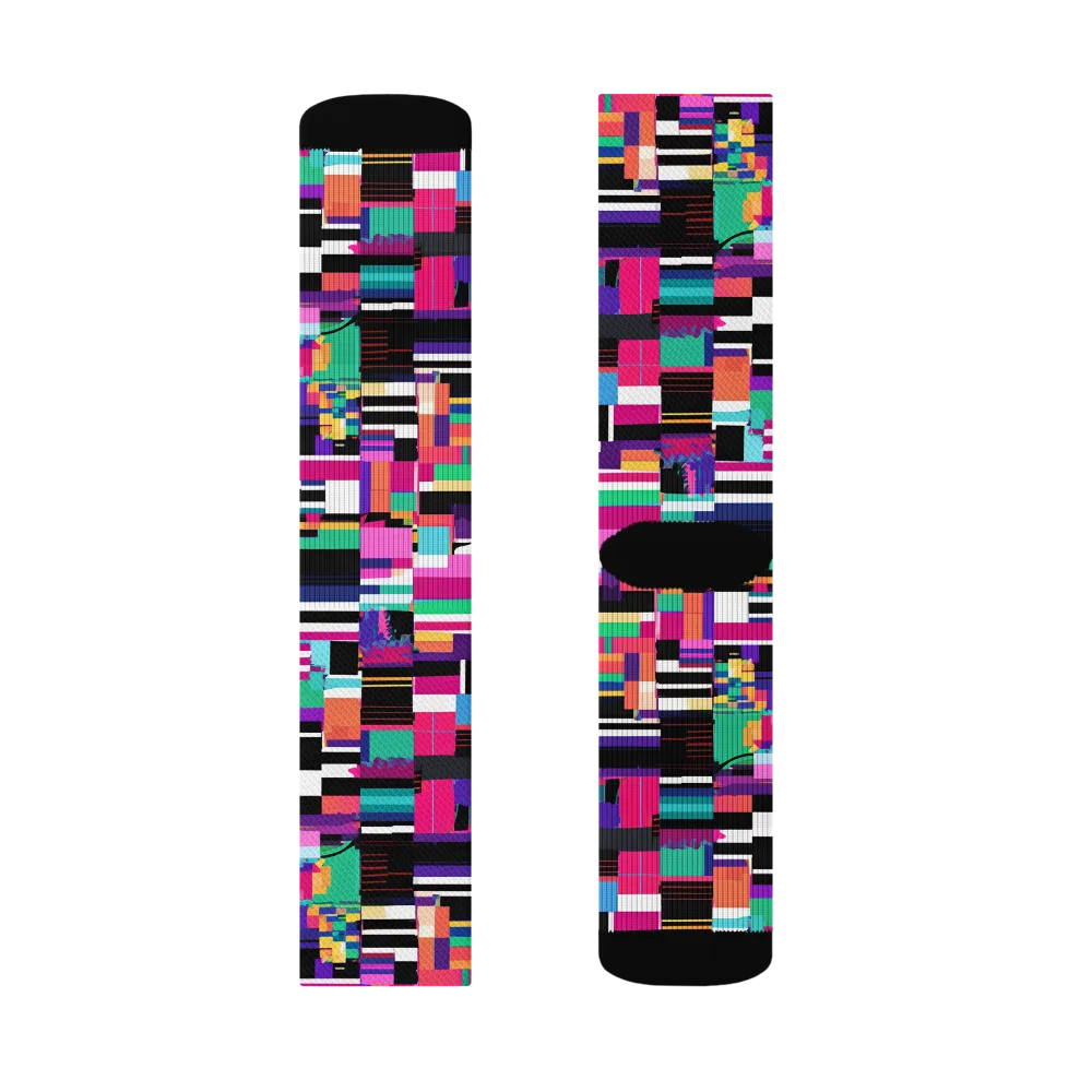 Neon Cityscape on Socks — Left Sock