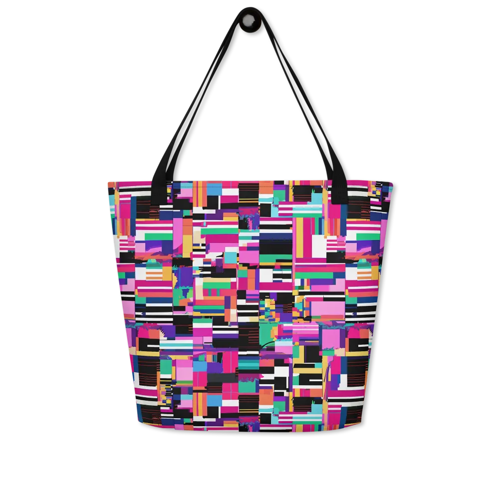 Neon Cityscape on Large Tote Bag W/ Pocket — Front