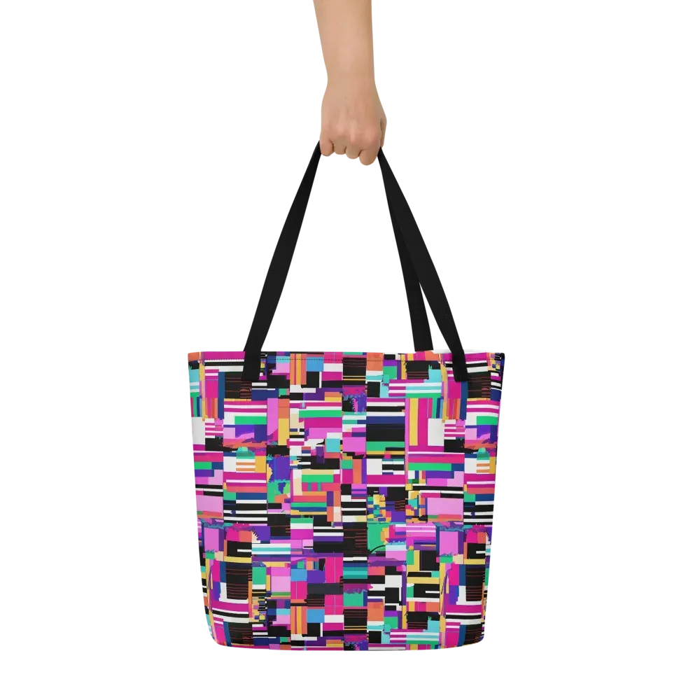Neon Cityscape on Large Tote Bag W/ Pocket — Front
