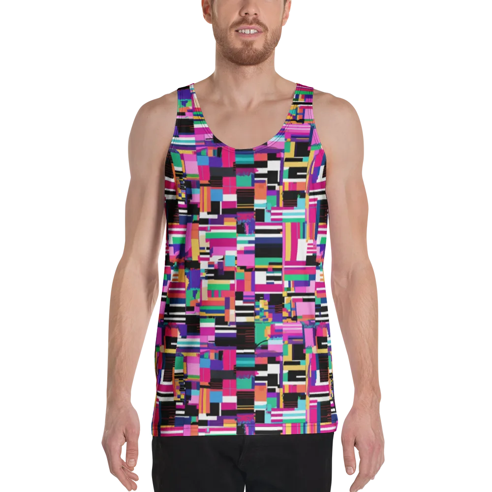 Neon Cityscape on Men's Tank Top — Front