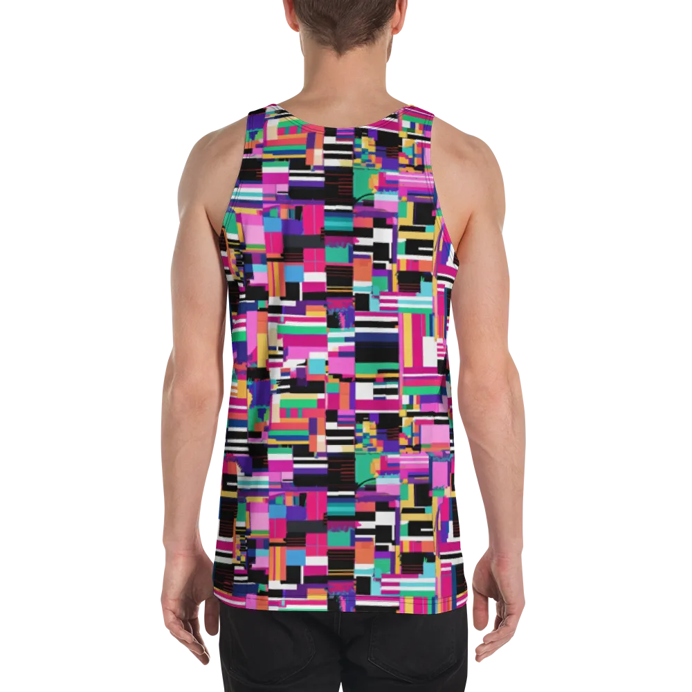 Neon Cityscape on Men's Tank Top — Back