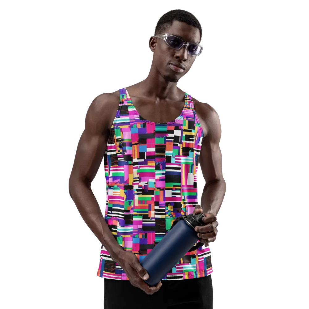 Neon Cityscape on Men's Tank Top — Front