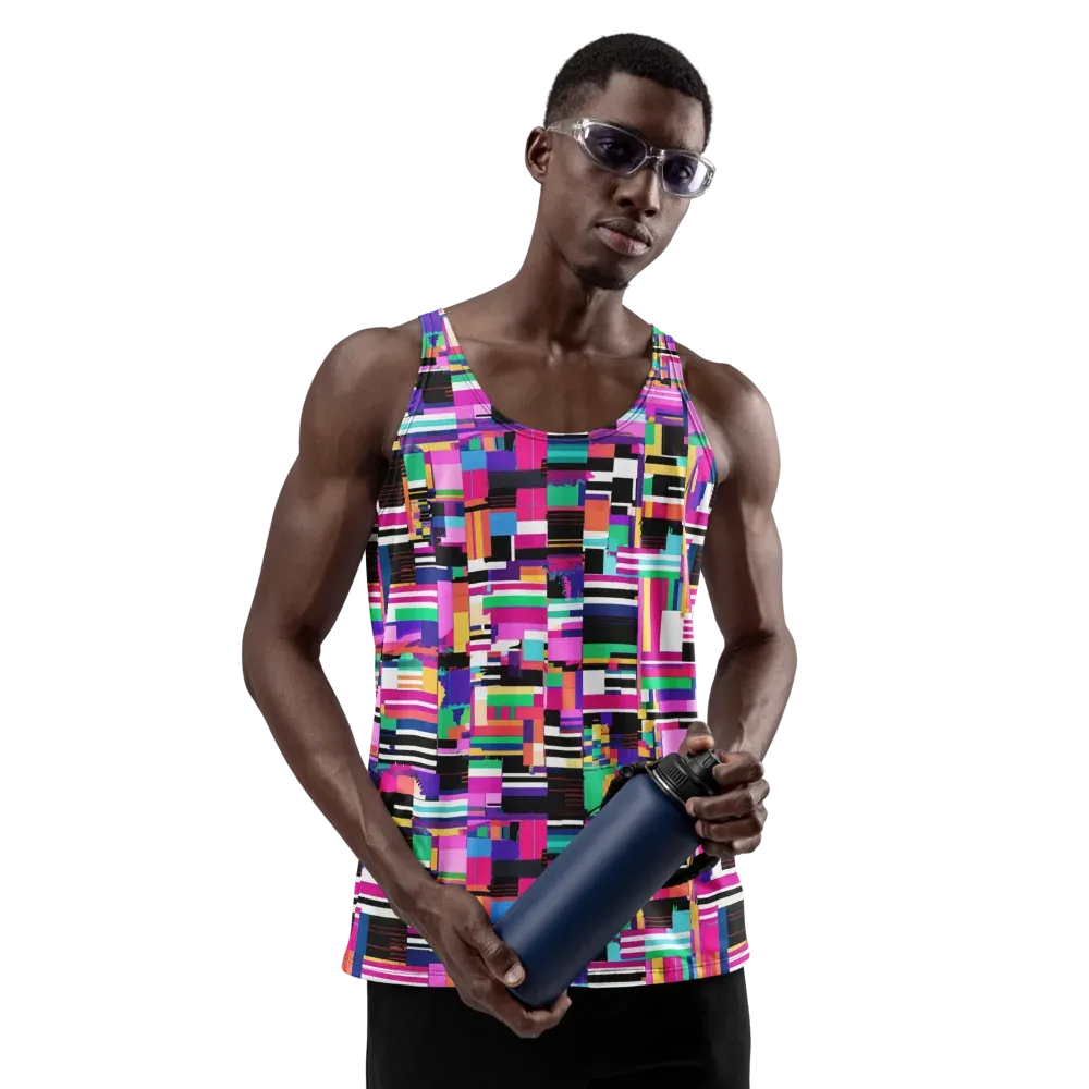 Neon Cityscape on Men's Tank Top — Front