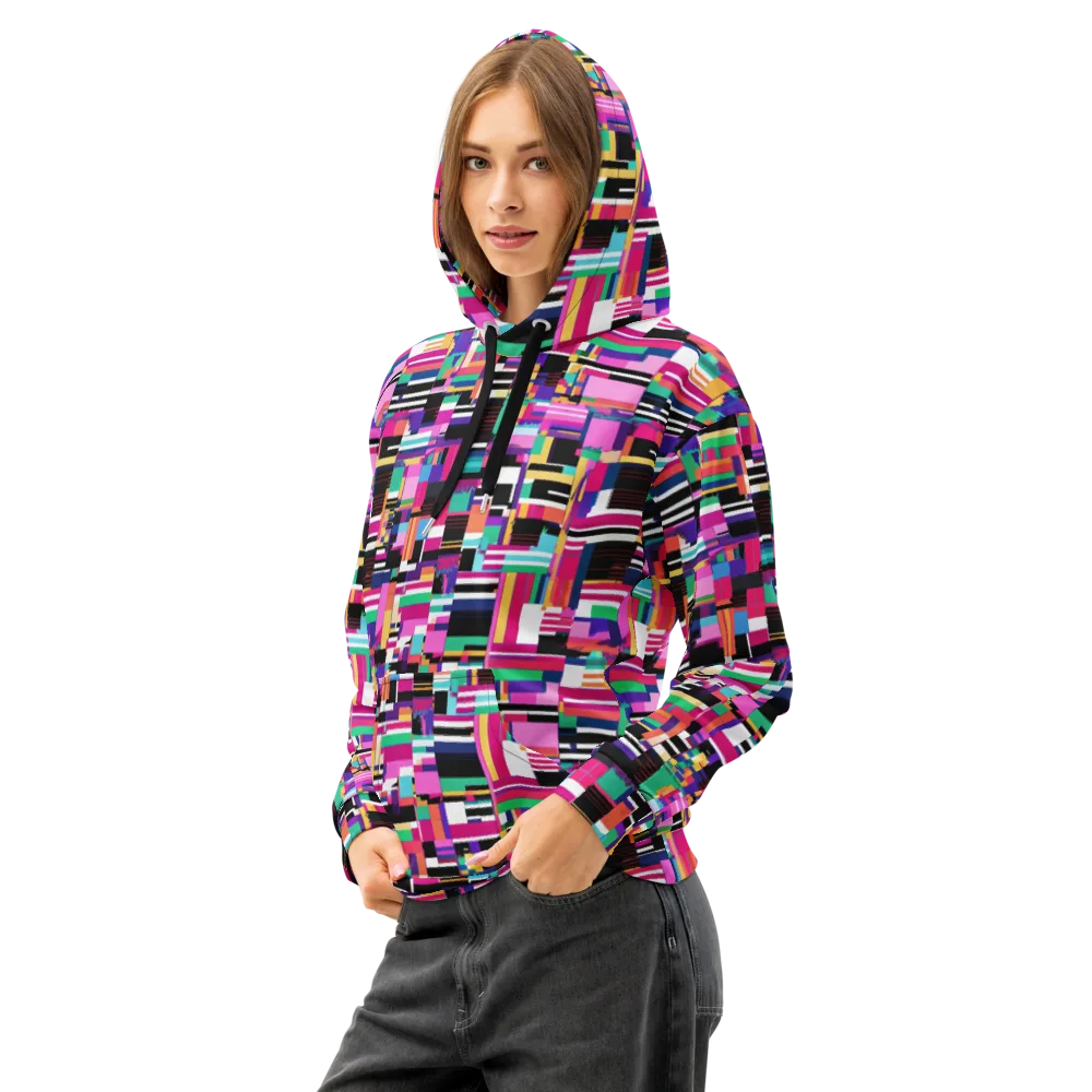 Neon Cityscape on Cotton Hoodie — Left Front