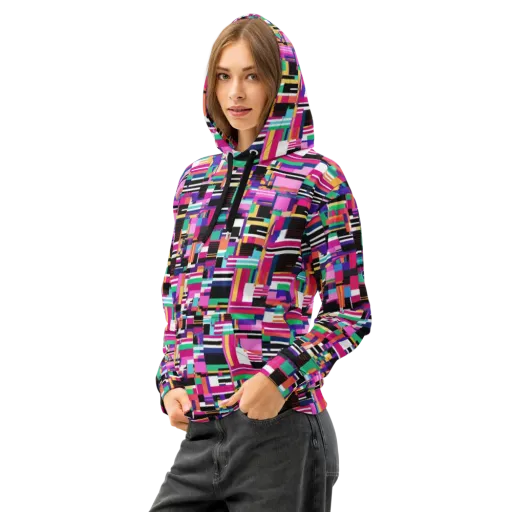 Neon Cityscape on a Cotton Hoodie