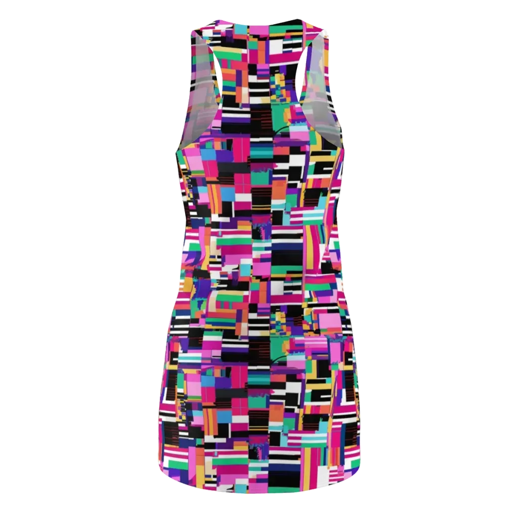 Neon Cityscape on Racerback Dress — Back