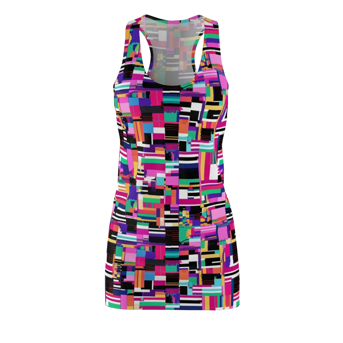 Neon Cityscape on Racerback Dress — Front