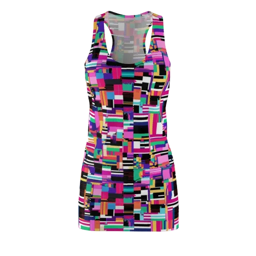 Neon Cityscape on a Racerback Dress