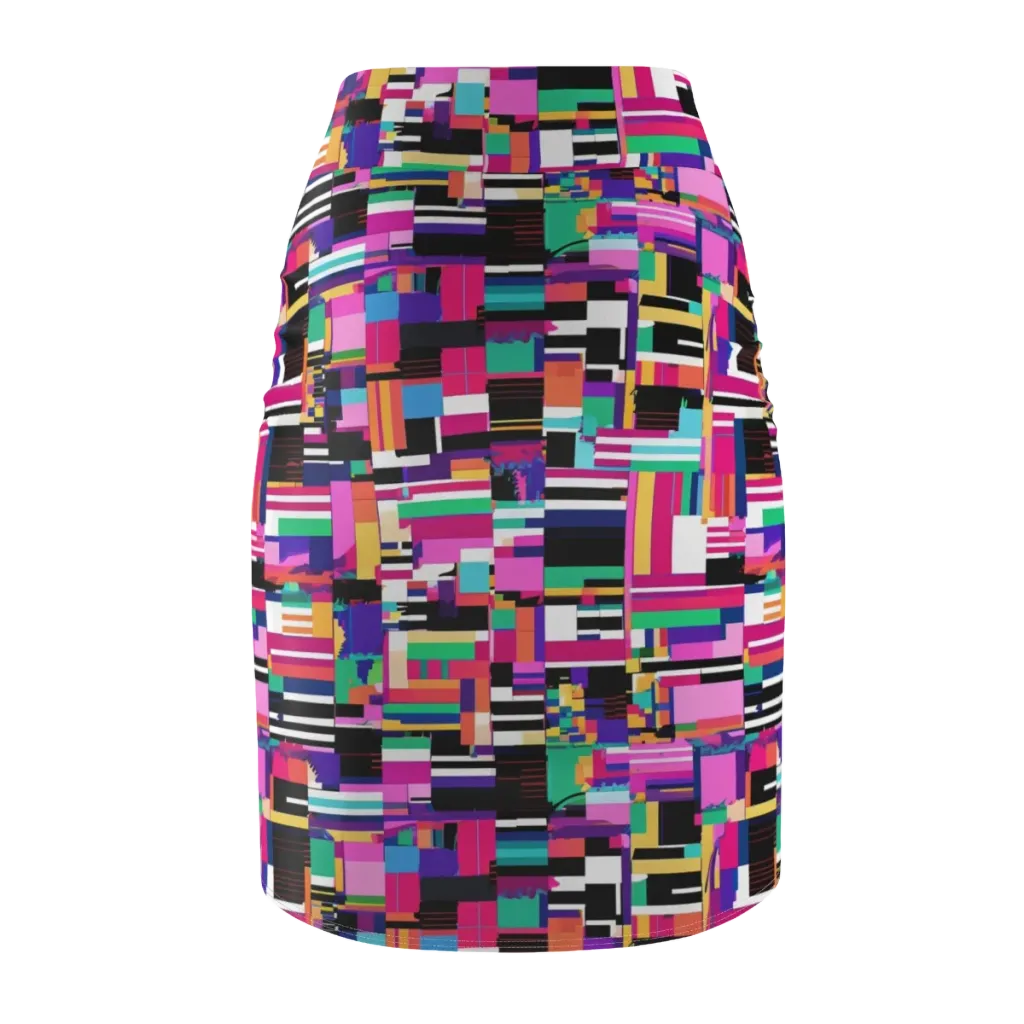 Neon Cityscape on Pencil Skirt — Back