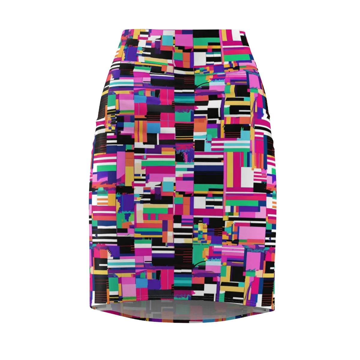 Neon Cityscape on Pencil Skirt — Front
