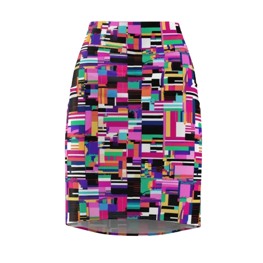 Neon Cityscape on a Pencil Skirt