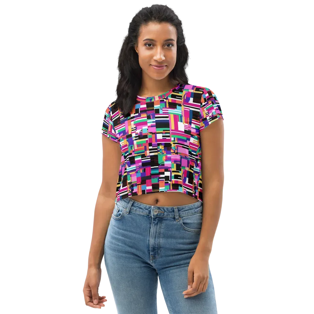 Neon Cityscape on Crop Tee — Front