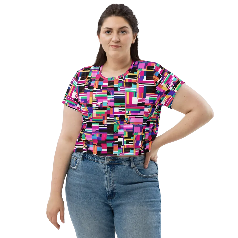 Neon Cityscape on Crop Tee — Front