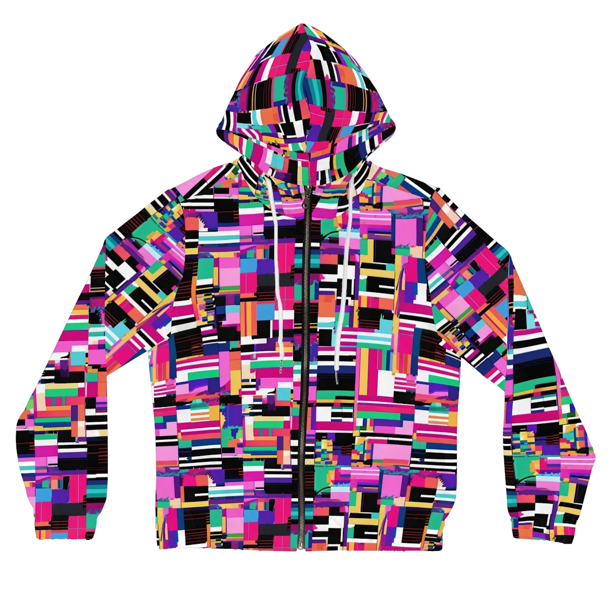 Neon Cityscape on Women's Full-Zip Hoodie — Front