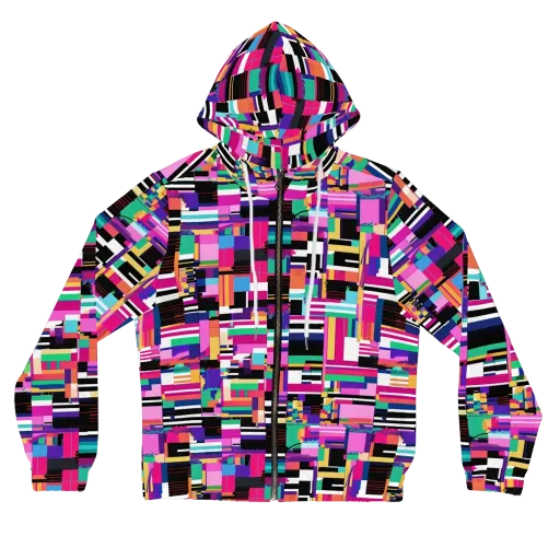 Neon Cityscape on a Women's Full-Zip Hoodie