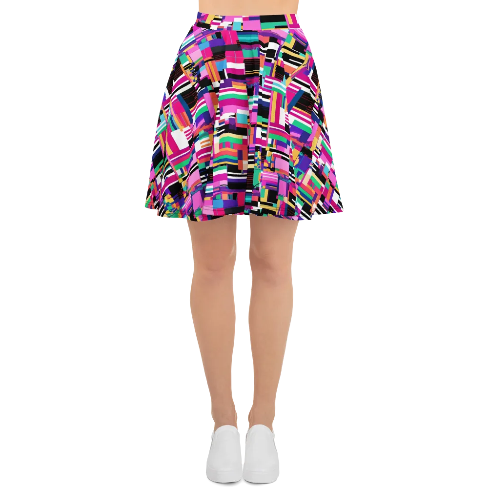 Neon Cityscape on Skater Skirt — Front