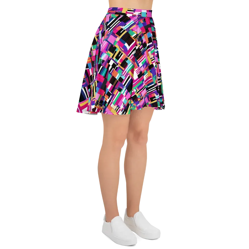 Neon Cityscape on Skater Skirt — Right