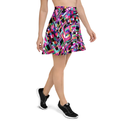Neon Cityscape on a Skater Skirt