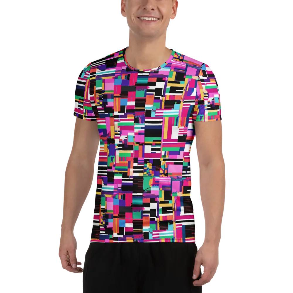 Neon Cityscape on Men's Athletic T-Shirt — Front