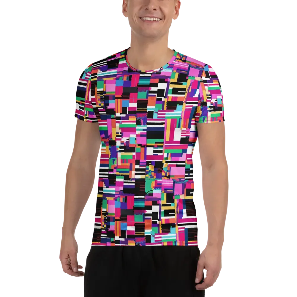 Neon Cityscape on Men's Athletic T-Shirt — Front