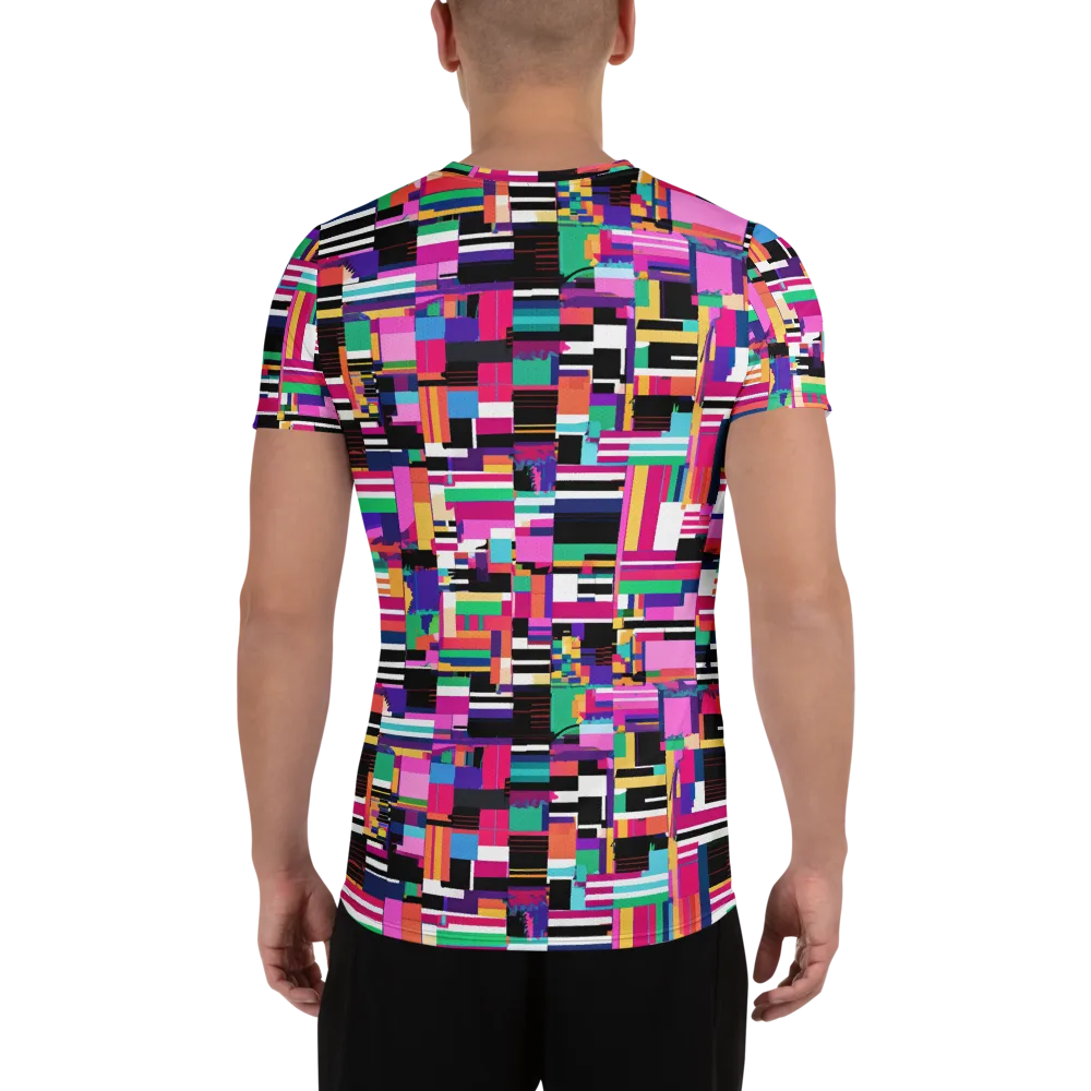 Neon Cityscape on Men's Athletic T-Shirt — Back