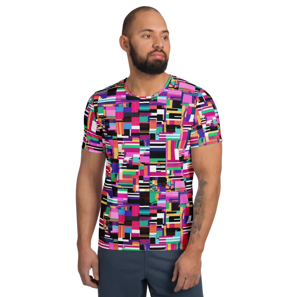 Neon Cityscape on Men's Athletic T-Shirt — Front