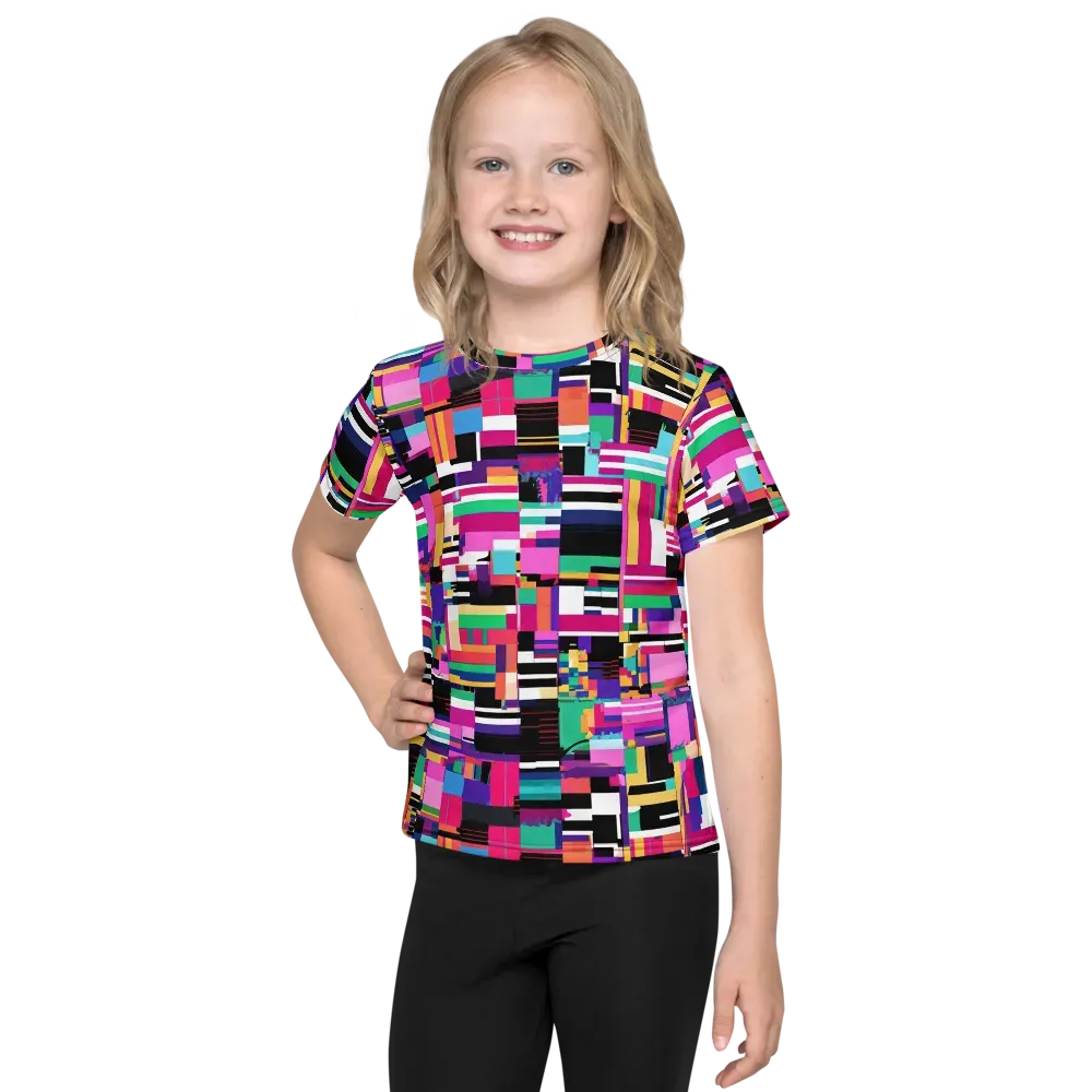 Neon Cityscape on Kids Crew Neck T-Shirt — Front