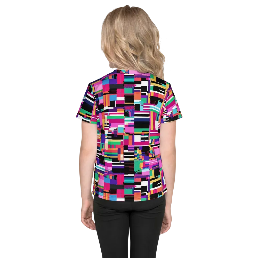 Neon Cityscape on Kids Crew Neck T-Shirt — Back