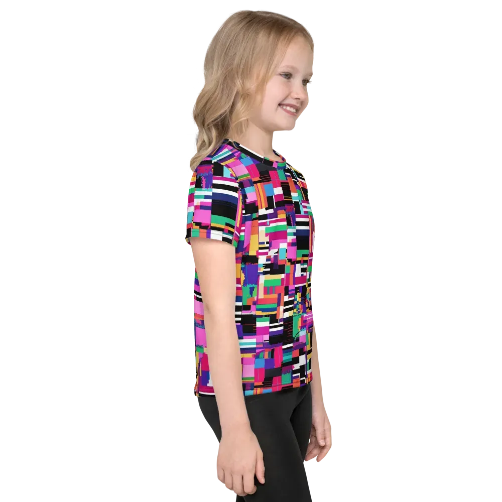 Neon Cityscape on Kids Crew Neck T-Shirt — Right