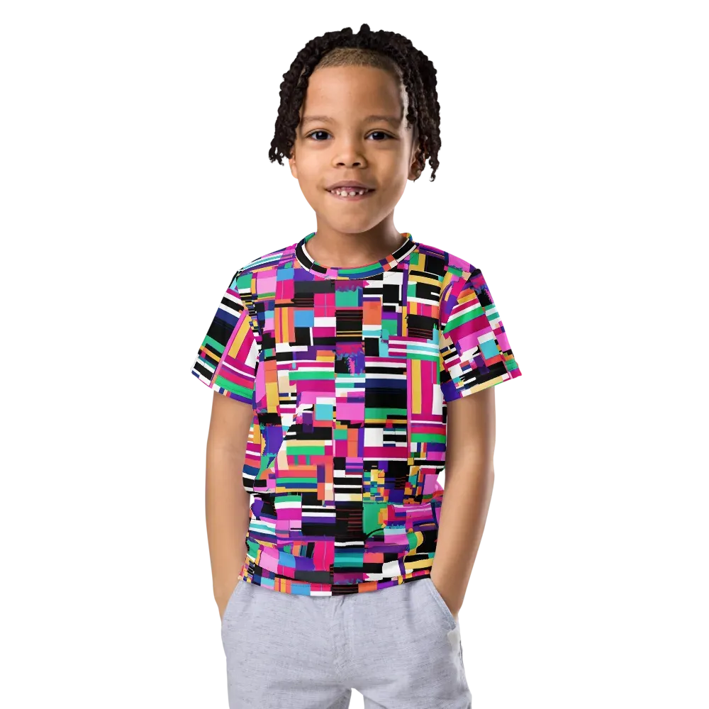 Neon Cityscape on Kids Crew Neck T-Shirt — Front