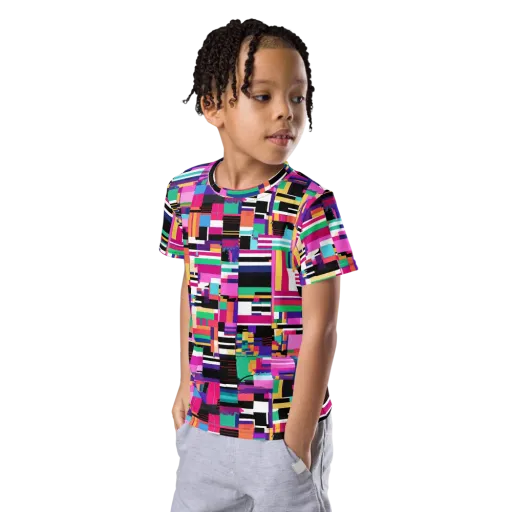 Neon Cityscape on a Kids Crew Neck T-Shirt
