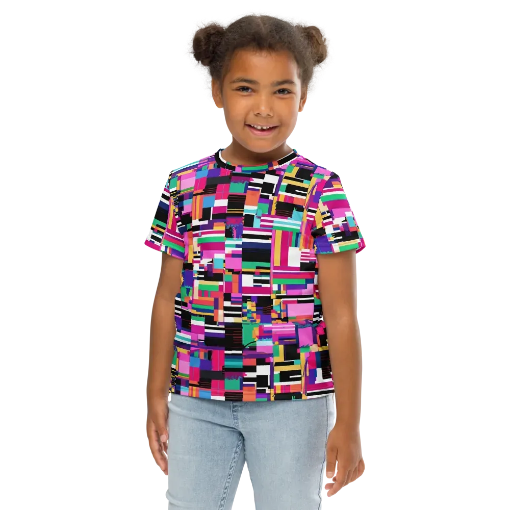 Neon Cityscape on Kids Crew Neck T-Shirt — Front